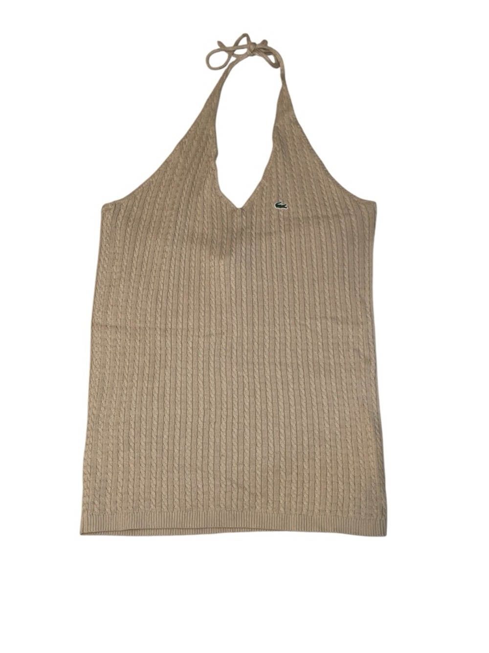 Lacoste Tan Cable-Knit Halter Tank sz 14
